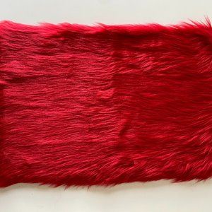 Red Faux Fur Throw Rug